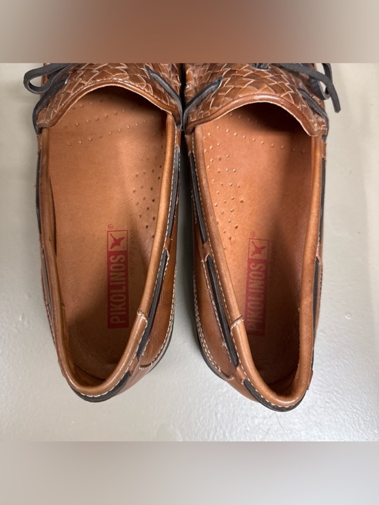 Men\'s Pikolinos Brown Woven Leather Driving Loafers Boat Shoe Style Lace EUC main image 7
